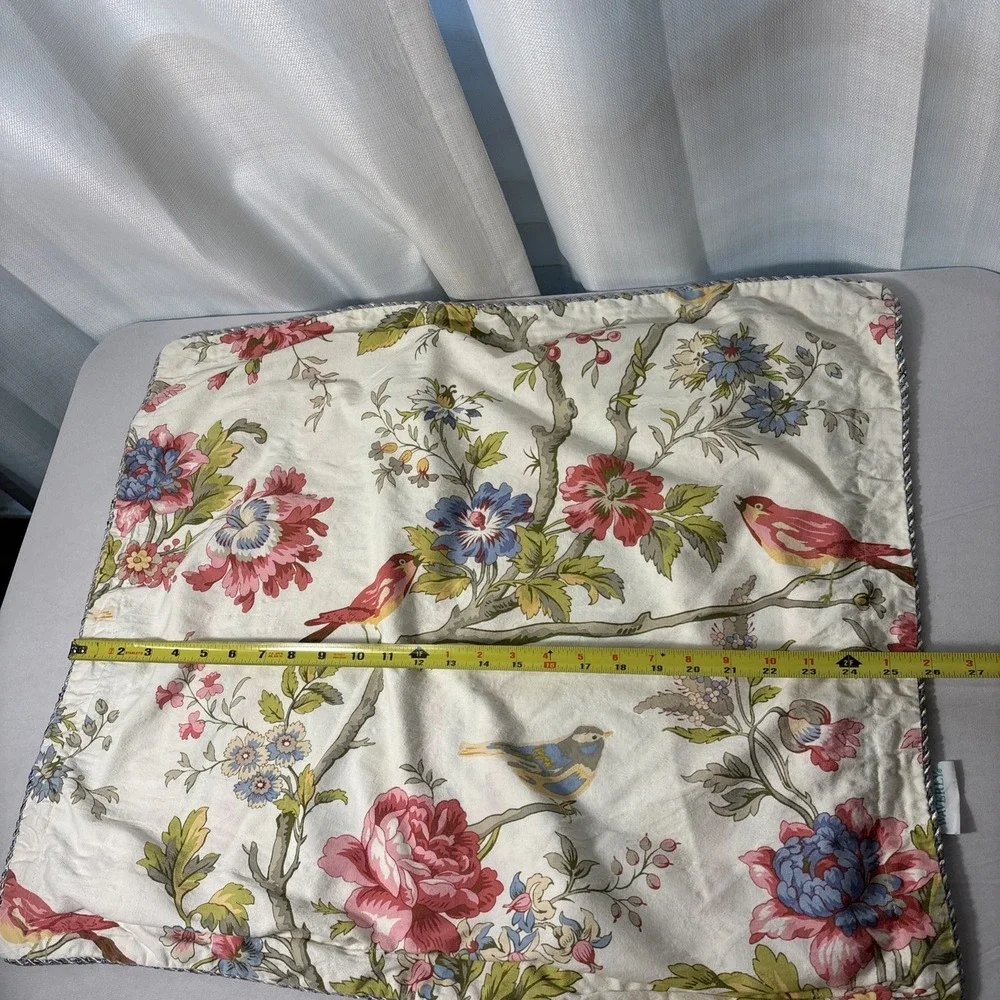 (2) Waverly Charleston Chirp Bird‎ Floral Pillow Sham Standard Farmhouse Striped